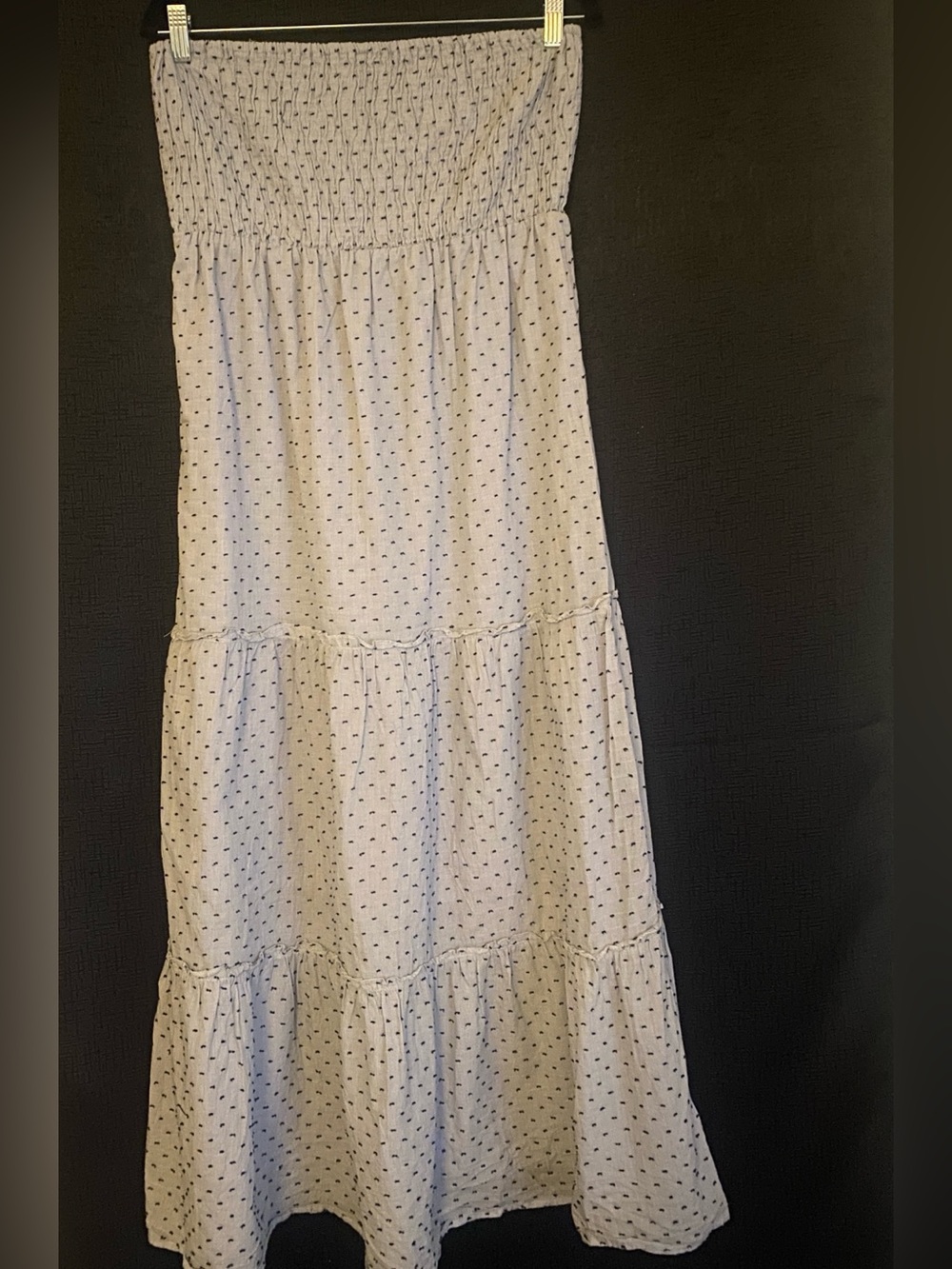 Sim & Sam - Strapless Smocked Tiered Blue Maxi Dress size large